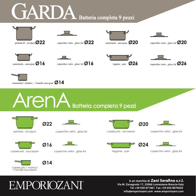 GARDA - BATTERIA DI PENTOLE PER INDUZIONE - EMPORIO ZANI