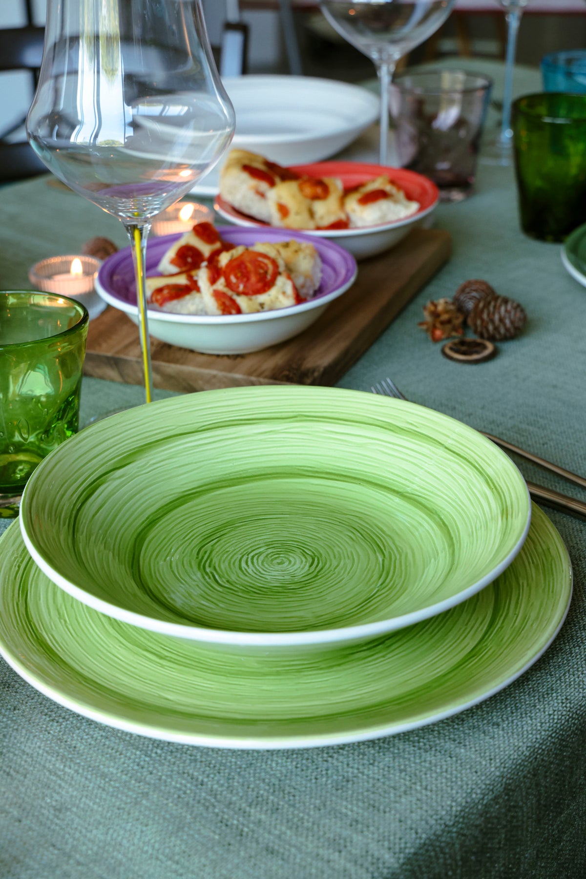 Memento Table Vertigo, Dessertteller Limettengrün aus Keramik
