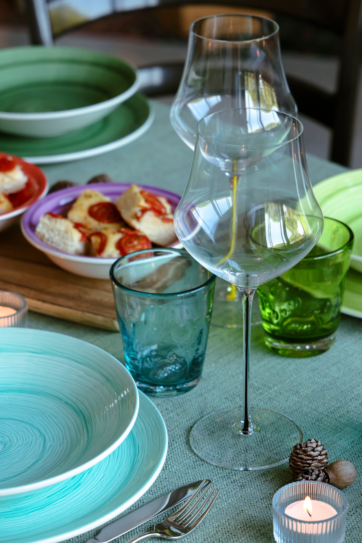 Memento Table Vertigo, assiette à dessert en céramique Aquamarine