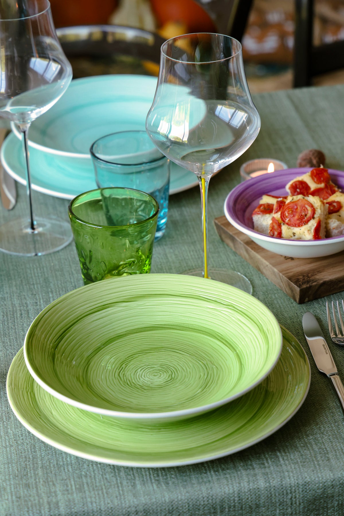 Memento Table Vertigo, Dessertteller Limettengrün aus Keramik