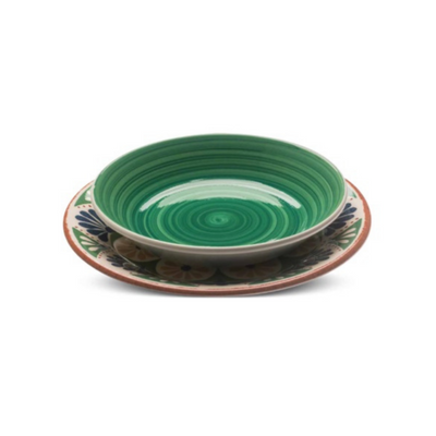 Ceramica PORTO DEEP PLATE GREEN, HAND PAINTED