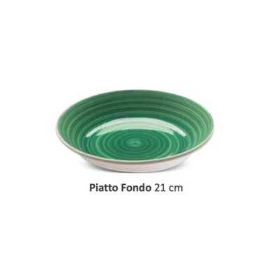 Ceramica PORTO DEEP PLATE GREEN, HAND PAINTED - SET OF 6