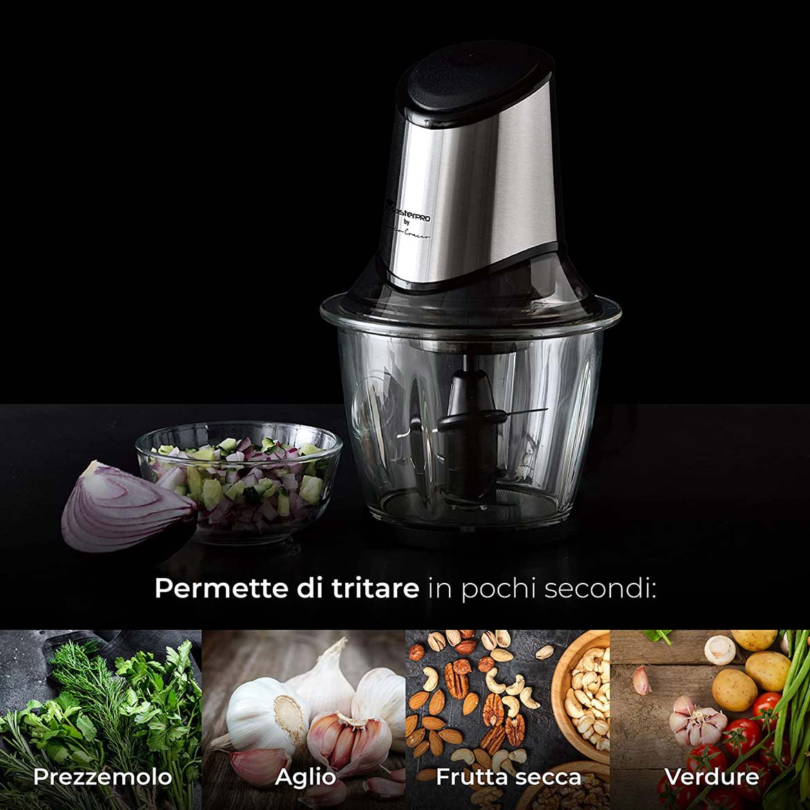 MASTERPRO - FOOD CHOPPER 3 FUNZIONI: FRULLATORE, MIXER E TRITATUTTO - CARLO CRACCO