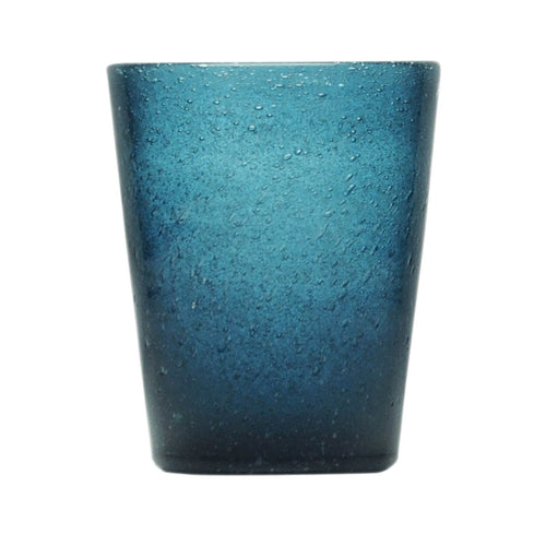 Memento Originale Glass blu scuro, bicchiere in vetro con bolle su fondo bianco