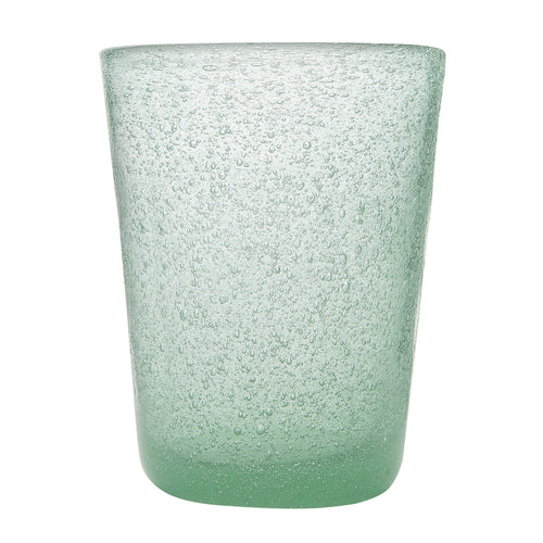 Memento Originale Glass verde giada, bicchiere in vetro con bolle su fondo bianco