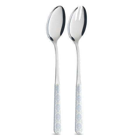 Coppia Insalata - Damascato Azzurro Avorio BD14041LCA