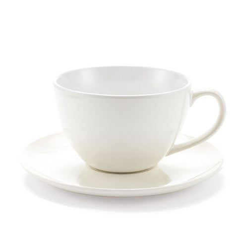 White Jumbo Mug - cup with saucer