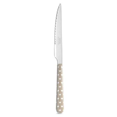 6 couteaux à steak - Coeurs gris tourterelle BD14060PTL