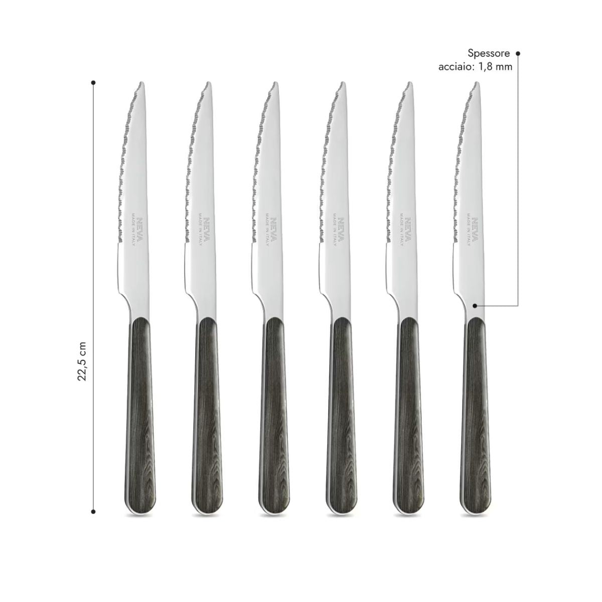 4 Coltelli Bistecca - Pino Antracite BD15004