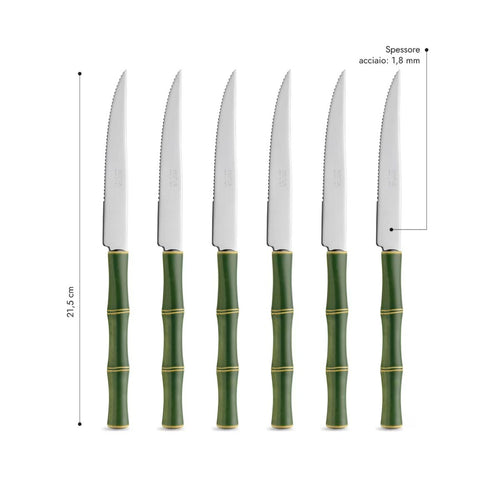 6 Coltelli Bistecca - Bamboo Verde LD14407C