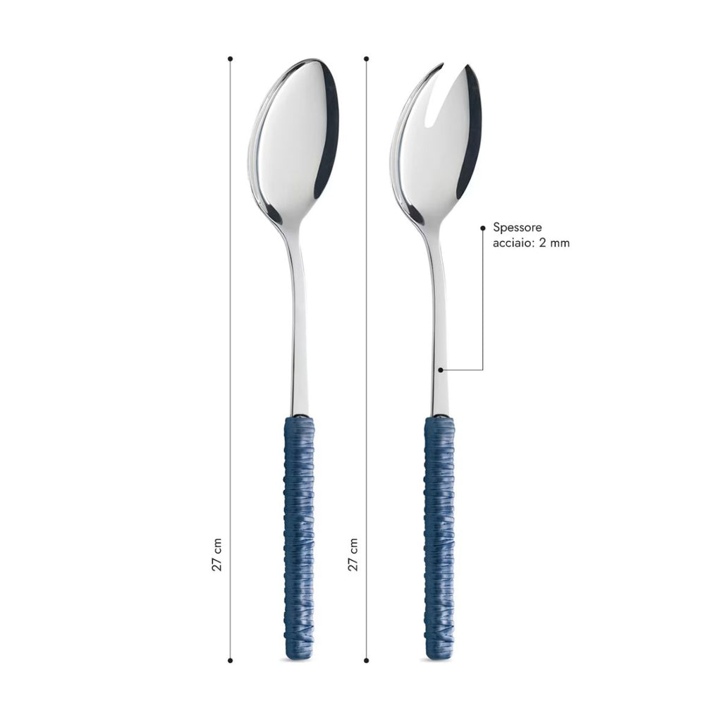 Coppia Insalata - Rattan Blu Avio LD14306C