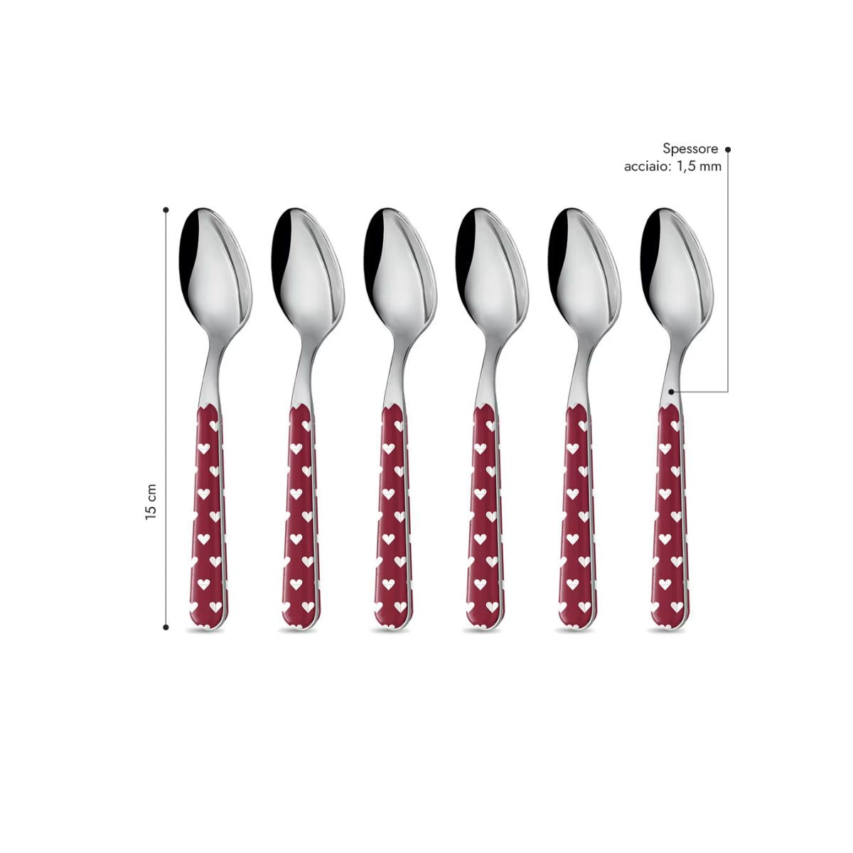 6 cuillères à café - Cœurs rouges BD14060R