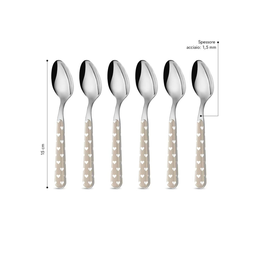 4 Cucchiaio Caffè - Cuoricini Tortora BD14060PTL