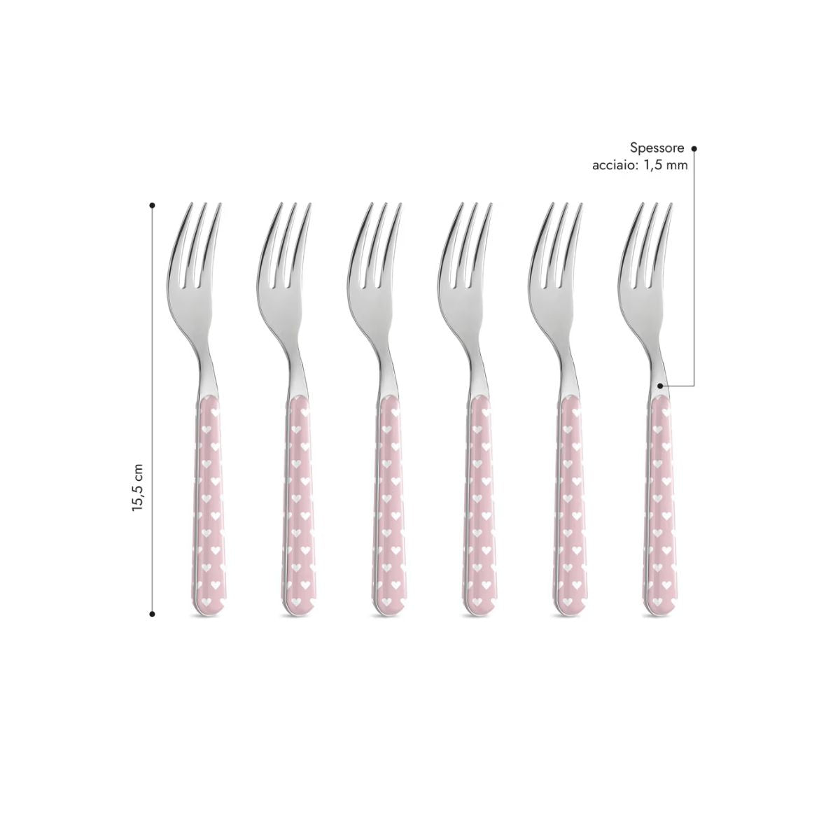 6 Forchetta Dolce - Cuoricini Rosa BD14060PLM