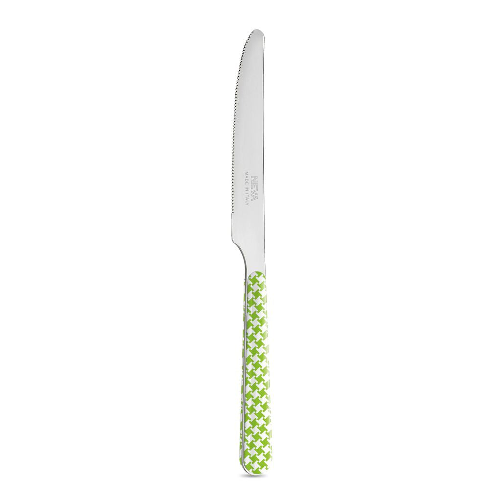 6 Coltelli Tavola - Pied de Poule Verde BD14016G