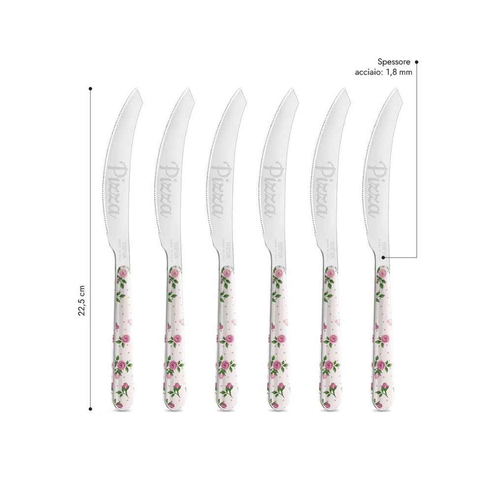 6 couteaux à pizza - Roses BD140115